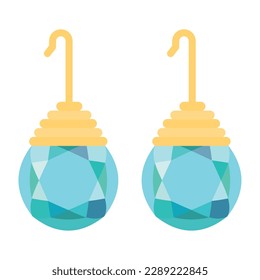 Isolated colored earring icon with gemstones Vector