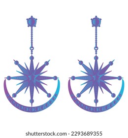 Isolated colored earring icon with gemstones Vector