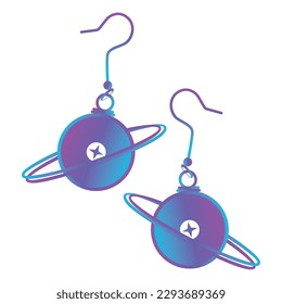 Isolated colored earring icon with gemstones Vector