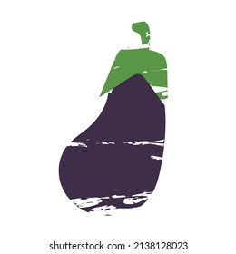 Isolated colored eggplant icon grunge texture Vector