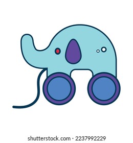 Isolated colored elephant with wheel toy icon Vector
