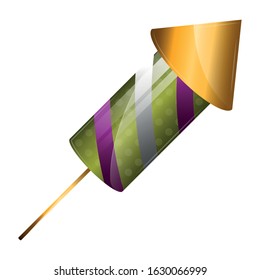 Isolated colored fireworks rocket image. Carnival party - Vector