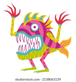 Isolated colored fish alebrije mexican traditional cartoon Vector illustration