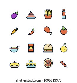 Isolated colored food icons, vector illustration