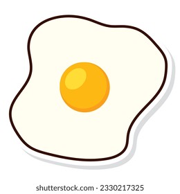 Isolated colored fried egg sticker icon Vector