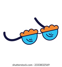 Isolated colored funny eyeglasses sketch icon Vector