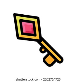 Isolated colored golden key videogame icon Flat design Vector