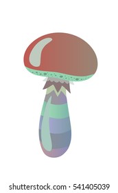 Isolated colored gradient mushroom illustration. Fantasy  stylization. 