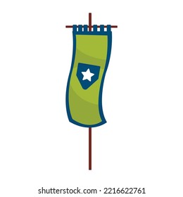 Banner medieval de color verde aislado con estrella Vector