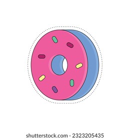 Isolated colored groovy 3d donut sticker icon Vector illustration