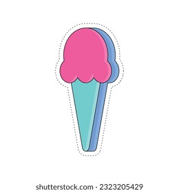Isolated colored groovy 3d ice cream sticker icon Vector illustration