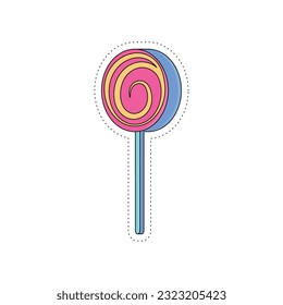 Isolated colored groovy 3d lollipop sticker icon Vector illustration
