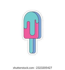 Isolated colored groovy 3d popsicle sticker icon Vector illustration