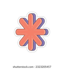 Isolated colored groovy asterisk symbol sticker icon Vector illustration
