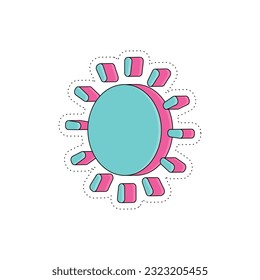 Isolated colored groovy sun sticker icon Vector illustration