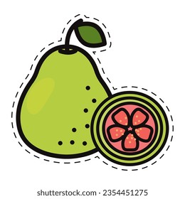 Einzeln farbige Guaven-Fruchtsymbol Flacher Vektor-Stil