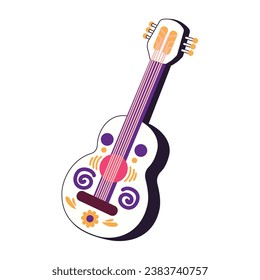 Isolated colored guitar icon with ornaments Vector
