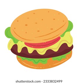 Isolated colored hamburger sketch icon Vector