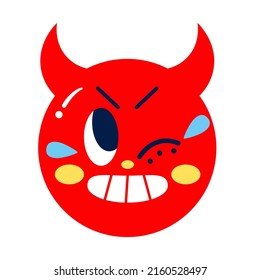 Isolated colored happy devil emote Vector illustration