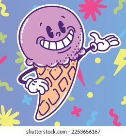 Isolated colored happy ice cream traditional cartoon character Vector