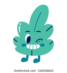 Isolación de color feliz hoja natural emote Vector ilustración
