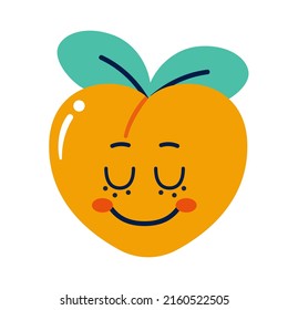 Isolated colored happy peach emote Vector illustration