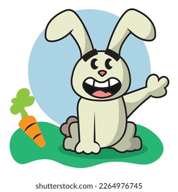 Personaje de caricatura tradicional de conejo feliz de colores aislados Vector