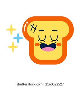 Isolated colored happy slice of bread emote Vector illustration