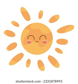 Personaje solar feliz de color aislado Vector