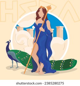 Isolated colored hera greek god of marriage character Vector