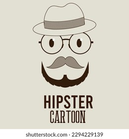 Isolated colored hipster character avatar with glasses Hipster background Vector