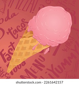 Isolated colored ice cream Fast food Vector illustration