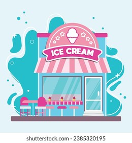 Isolated colored ice cream shop building sketch icon Vector