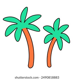 isolated colored icon palm tree on the theme of summer and vacation. design for logo sticker print poster