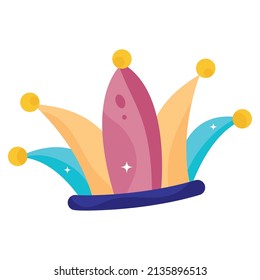 Isolated colored jester harlequin hat Vector