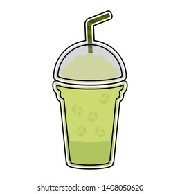 Isolated colored lemon frappe icon with a straw - Vector