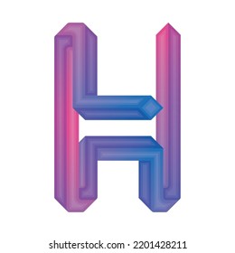 Letra H de color aislado con efecto 3d Vector