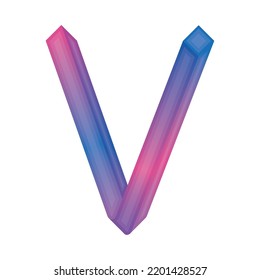 Isolated colored letter V with 3d effect Vector