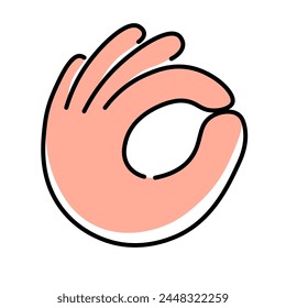 isolated colored linear icon hand gesture in doodle style in vector. icon template for app logo sticker poster print design