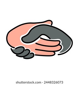 isolated colored linear icon hand gesture in doodle style in vector. icon template for app logo sticker poster print design
