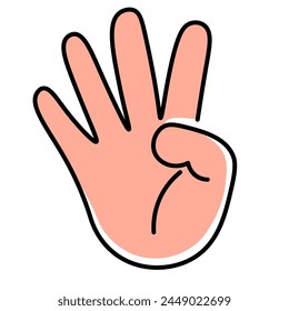 gesto de mano de ícono lineal de color aislado en estilo doodle en Vector. Plantilla de ícono para logotipo de App etiqueta engomada diseño de impresión de póster