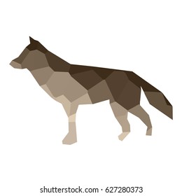 Isolated colored low poly coyote, Vector illustration
