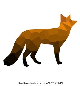 Isolated colored low poly fox, Vector illustration