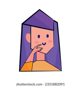Isolated colored low poly girl character Vector