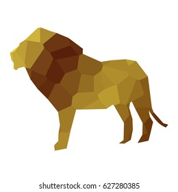 Isolated colored low poly lion, Vector illustration