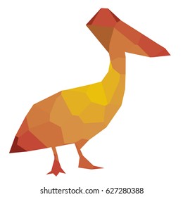 Isolated colored low poly pelican, Vector illustration