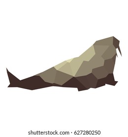 Isolated colored low poly sea lion, Vector illustration
