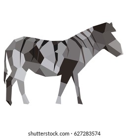 Isolated colored low poly zebra, Vector illustration