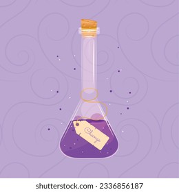 Isolated colored magical flask potion with change label Vector illustration