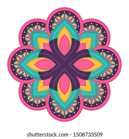 Isolated colored mandala over a white background - Vector